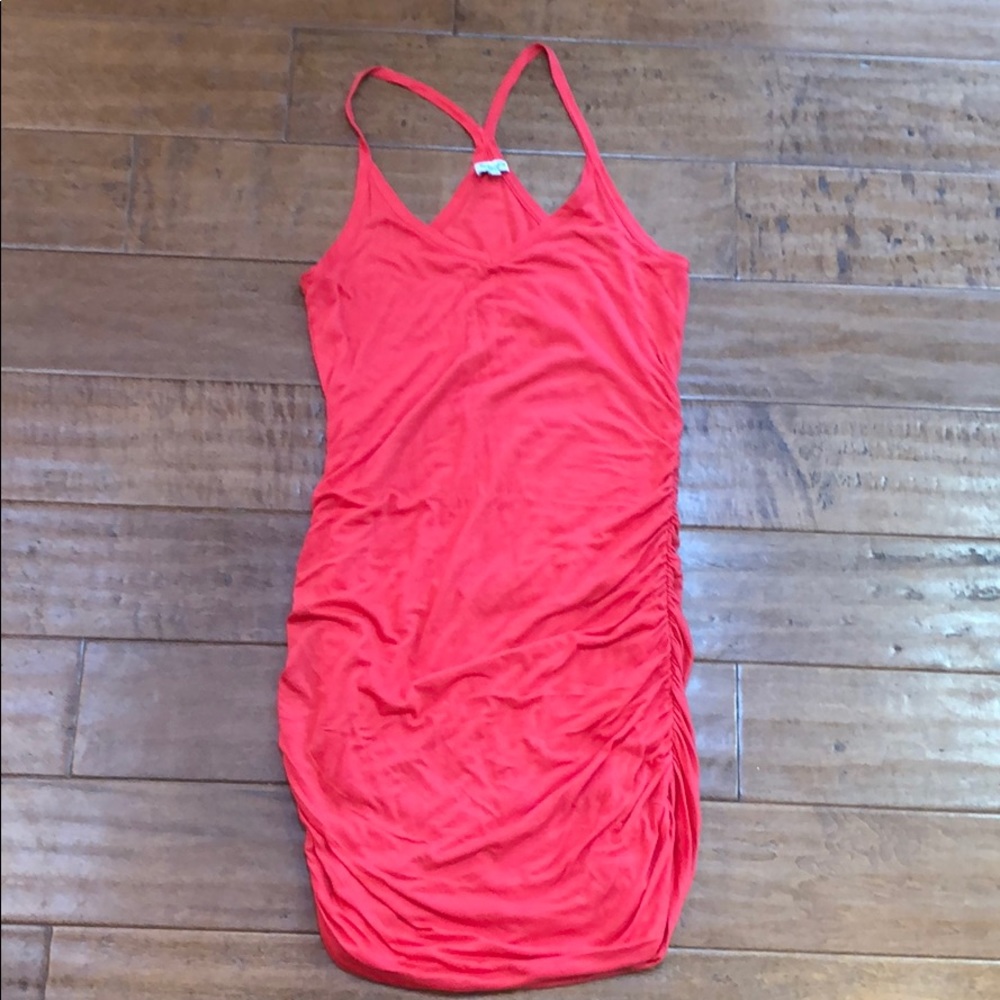 Splendid Ruched Coral Cotton Modal Dress